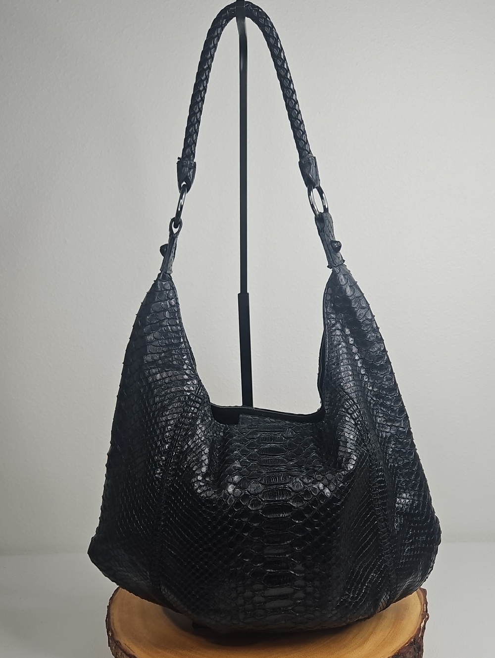 Vintage Carlos Falchi Genuine Python Snake Skin & Leather Shoulder Bag Exotic